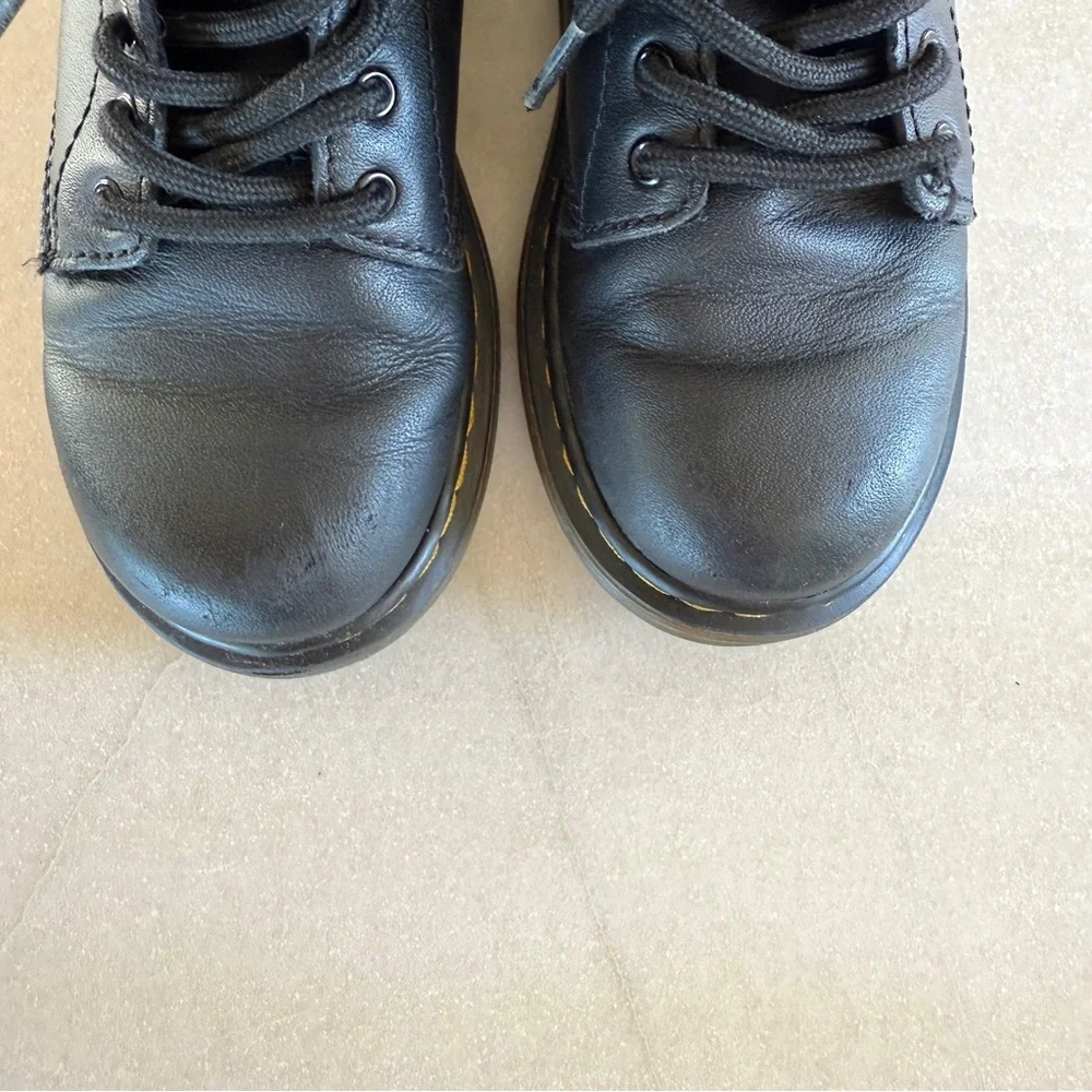 Dr. Martens Kids Black Leather Lace-Up Boots Size 12 Side Zip